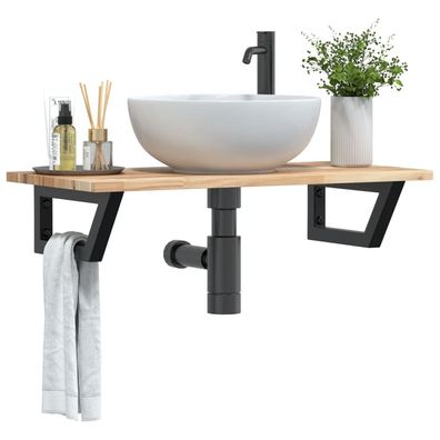 vidaXL Waschbeckenregal Wandmontage Stahl und Akazienholz