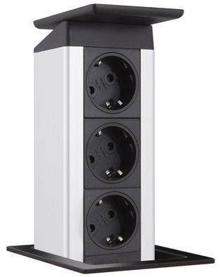 Küchensteckdose Evoline PortPush, 3-fach Einbausteckdose Küche