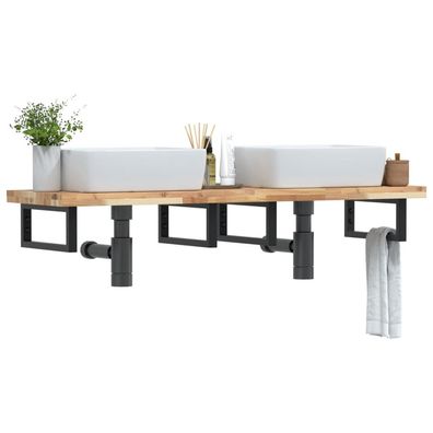 vidaXL Waschbeckenregal Wandmontage Stahl und Akazienholz