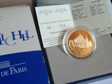 Original 20 euro 2002 PP Frankreich Mont St. Michel Atlantik 17g Gold 920er