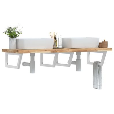 vidaXL Waschbeckenregal Wandmontage Stahl und Akazienholz
