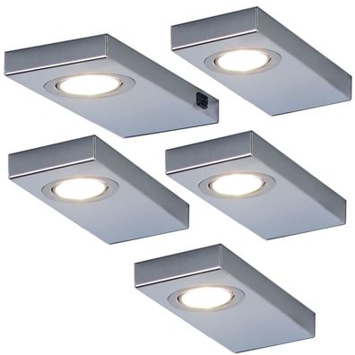 LED Unterbauleuchte Küche 5x3 W, Edelstahl Leuchtenset Leon 2.0