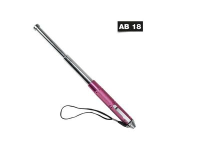 Teleskopschlagstock 13 Zoll/32 cm pink/chrom mit Clip und Handschlaufe