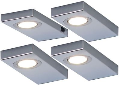 LED Unterbauleuchte Küche 4x3 W, Edelstahl Leuchtenset Leon 2.0