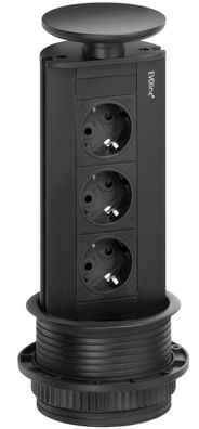 Einbausteckdose Evoline Port, 3-fach Küchensteckdose versenkbar