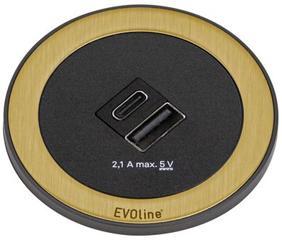 USB A + C Charger EVOline One, Einbau in Küche, Polster, Ø 59mm