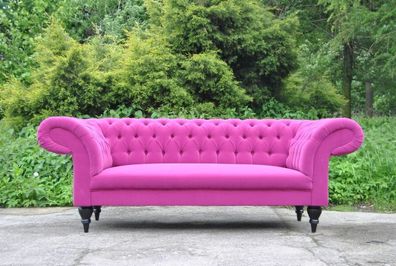 Chesterfield Dreisitzer Design Couch Polster Sitz Sofas Textil Sofa 3Sitzer Pink