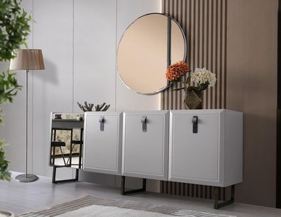 Anrichte Sideboard Schrank Spiegel Holz Kommode Modern Weiß Gruppe