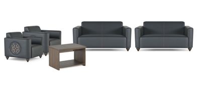 Edle Schwarze Büromöbel Edler Arbeitszimmer Dreisitzer Couchtisch Sessel