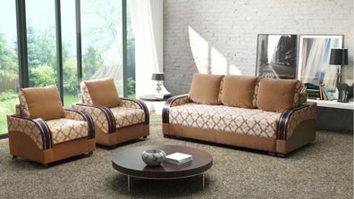 Designer 70Er Style Sofa Couch Polster 3 + 1+1 Sitz Garnitur Komplett Set Neuware