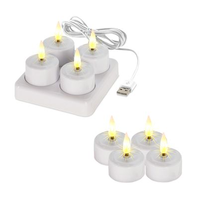 LED Akku Teelicht warm weiß + Ladestation - 8er Set - Weihnachten Hochzeit Deko