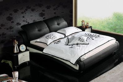 Doppelbett Betten mit USB Leder Designer Ehe Modernes Bett Bettgestell Neu 1206