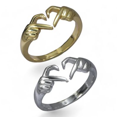 Hand Herz Ring. Hände Herz Motiv HUG Ring