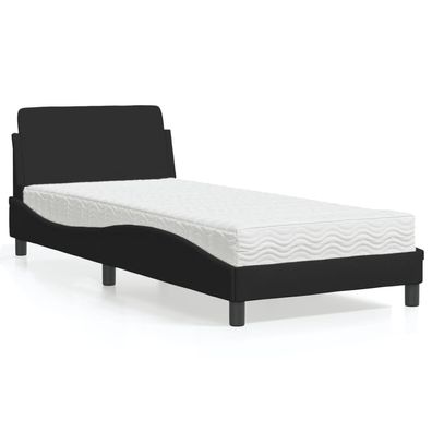 vidaXL Bett mit Matratze Schwarz 80x200 cm Stoff