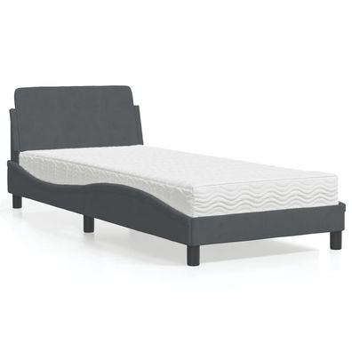 vidaXL Bett mit Matratze Dunkelgrau 80x200 cm Samt