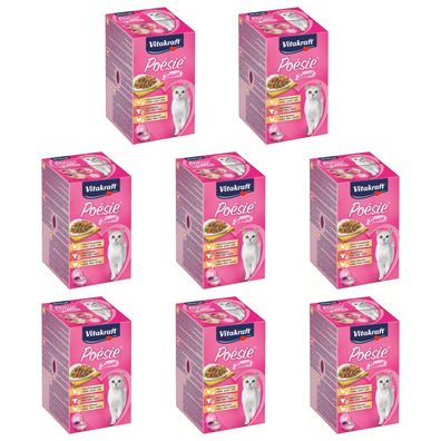 Vitakraft Katzenfutter Poesie Sauce, Multipack - 8x 6 Schalen