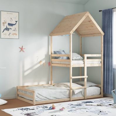 vidaXL Etagenbett mit Dach 80x200 cm Massivholz Kiefer