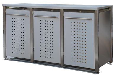 Müllbox Typ-MD, 3x 240l, Türfarbe Edelstahl Edelstahl - F-Design