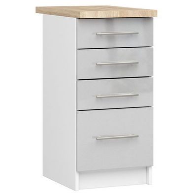 Küchenschrank AKORD OLIWIA modular S40 Weiß 40 cm Front Metallisch Glanz 40x85x46 cm