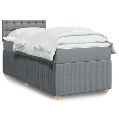 vidaXL Boxspringbett mit Matratze Hellgrau 90x190 cm Stoff