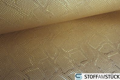 Stoff PVC Kunstleder Schlange Cobra gold leicht glänzend