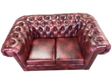 Sofa Chesterfield 2 Sitzer Leder Lounge Couchen Sofas Braun Modern Neu