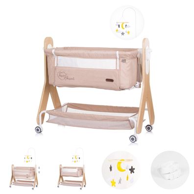 B-Ware Chipolino Babybett Heart 2 Heart, Beistellbett, Rollen, Matratze, beige