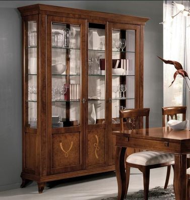 Vitrine Wohnzimmer Möbel Anrichte Massive Holz Vitrinen Glas Schrank Echtholz