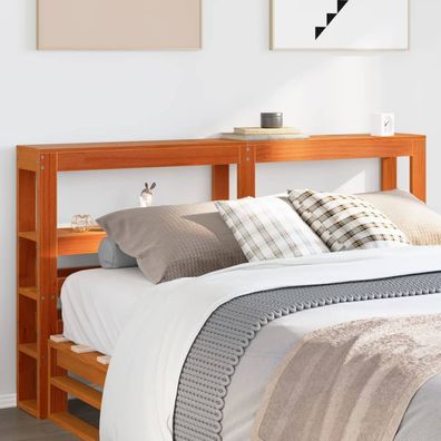 vidaXL Kopfteil mit Ablagen Wachsbraun 135 cm Massivholz Kiefer