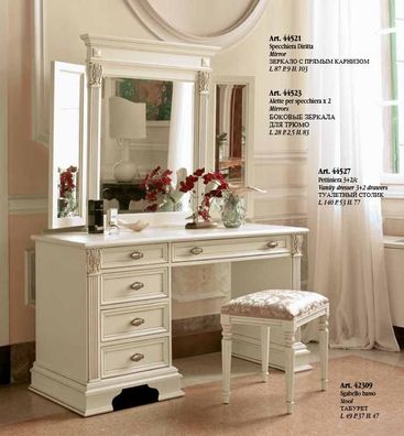 Schminktisch Spiegel Hocker Komplett Set Kommode Schlafzimmer Neu 3Tlg. Konsole