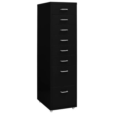 vidaXL Aktenschrank mit Rollen Schwarz 28x41x109 cm Metall