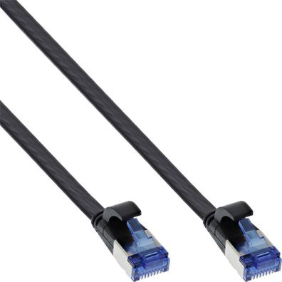 InLine® 75715S Patchkabel flach, U/FTP, Cat.6A, TPE halogenfrei, schwarz, 15m