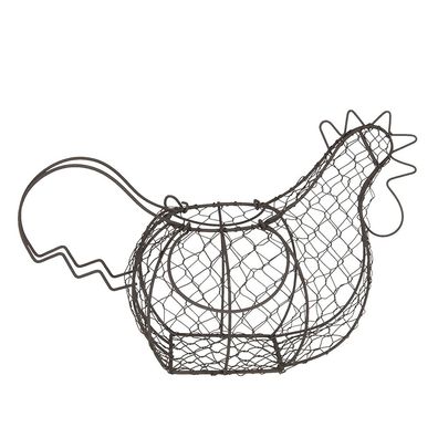 Clayre & Eef Osterkörbchen Huhn 40x23x28 cm Schwarz Eisen (Gr. 40x23x28 cm)