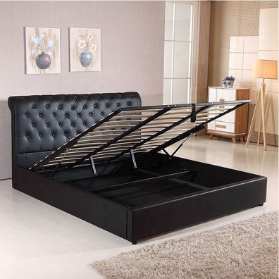 Design Bett Chesterfield Textil Samt Polster Leder Hotel Betten Schlafzimmer Neu