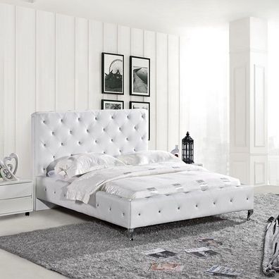 Chesterfield Designer Bett Schlafzimmer Leder Textil Polster 140/160/180/200 cm