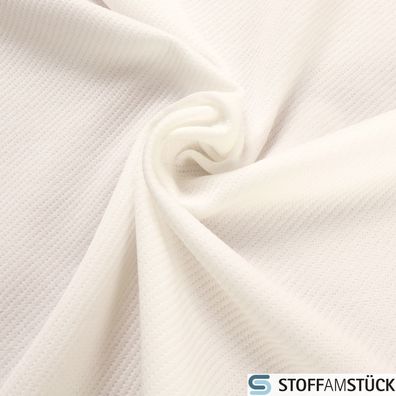 Stoff Polyester Jacquard Jersey 3-fach Köperstreifen weiß 220 cm breit Auflage