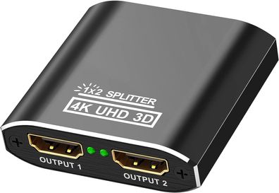 1 auf 2 HDMI-Splitter, Aluminiumgehäuse, 4K UHD 60 Hz, HDCP und 3D-Unterstützung – fü