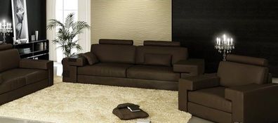 Ledersofa mit USB Sofagarnitur 3 + 2+1 Couch Sitz Polster Sofa Garnitur Set Leder