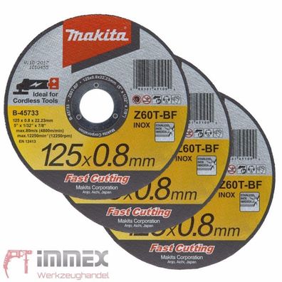 Makita Trennscheiben Trennscheibe Winkelschleifer 3x 125x0,8mm INOX B-45733