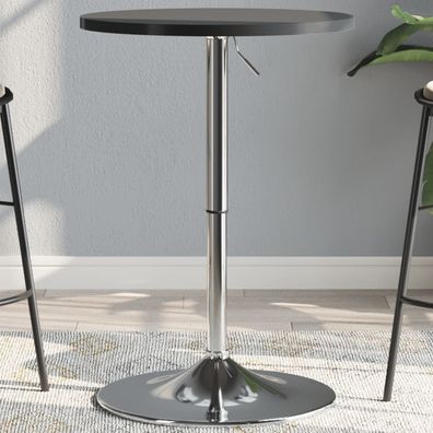 vidaXL Bartisch Schwarz 50x50x90 cm Holzwerkstoff Verchromter Stahl