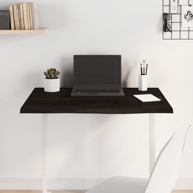 vidaXL Tischplatte Dunkelbraun 80x60x2 cm Massivholz Eiche Behandelt
