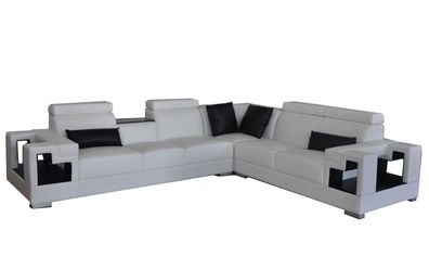 Ledersofa mit USB Couch Wohnlandschaft Eck Garnitur Design Modern Sofa L-Form
