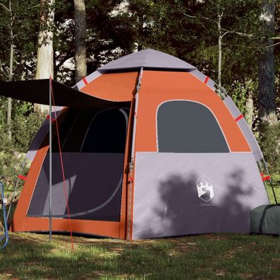 vidaXL Campingzelt 4 Personen Grau und Orange Quick Release