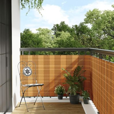 vidaXL Balkon-Sichtschutz Hellbraun 600x100 cm Poly Rattan