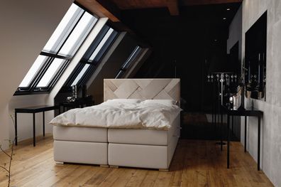 Boxspring Bett Hotel Doppel Luxus Betten Polster Bettkasten Funktion 140x200cm