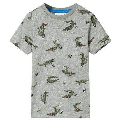 Kinder-T-Shirt Helles Khaki Melange 92