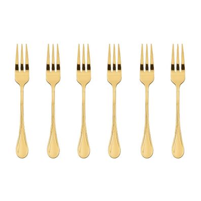 Sambonet Royal Edelstahl/PVD Gold Set 6 Kuchengabeln S0199-S00017-S1578 52763GA5