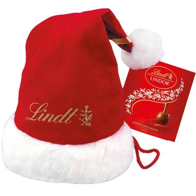 Lindt Lindor Kugeln Vollmilch Weihnachtsmann-Mütze 175g - Zarte Schokoladenkugel