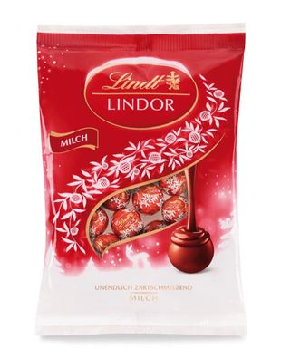 Lindt LINDOR Mini-Kugeln Milch 100g - Zarte Milchschokoladenkugeln, süßen Genuss