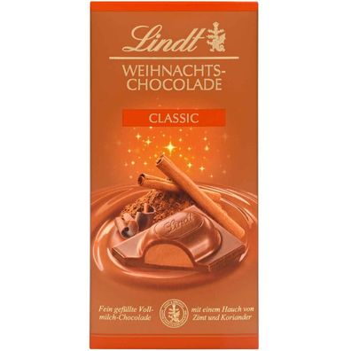 Lindt Weihnachts-Chocolade Classic Tafel 100g - Festliche Schokolade